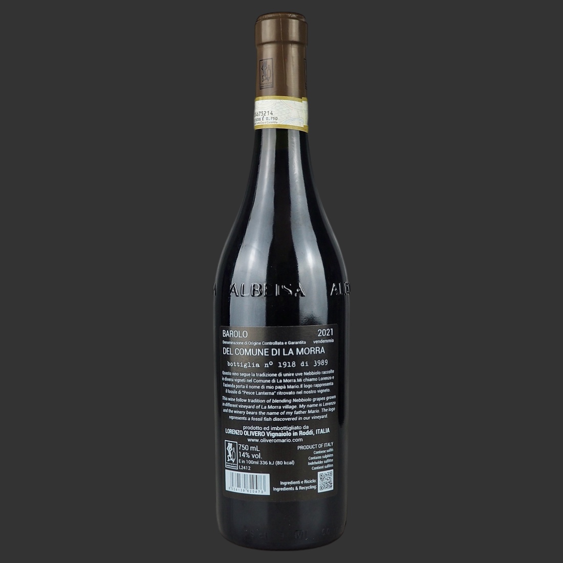 Olivero Mario - Barolo del Comune di La Morra DOCG 2021 ml. 750 Retro