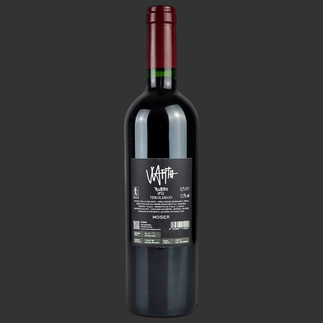 Moser - Teroldego Vigneti delle Dolomiti “Rubro” IGT 2022 ml. 750 Retro