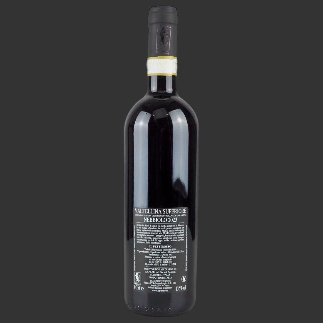ARPEPE - Valtellina Superiore “Il Pettirosso” DOCG 2023 ml. 750 Retro